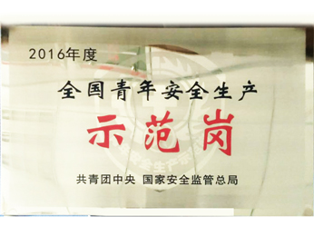 获2016年度全国青年安全出产示范岗